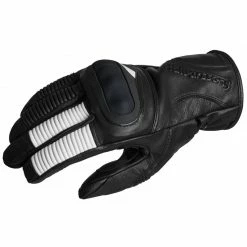 Promo 👏 Halvarssons Flaxen Leather Motorcycle Glove (Black/White) 🔔